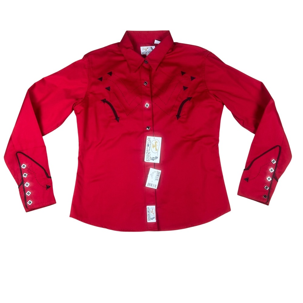 Panhandle Slim Womens Red Western Snap Shirt Embroidered Retro L 22S5186 NWT